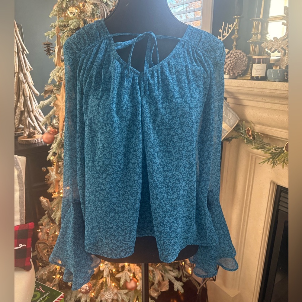 Vintage Hollister Blue Floral Boho Blouse — Size Small